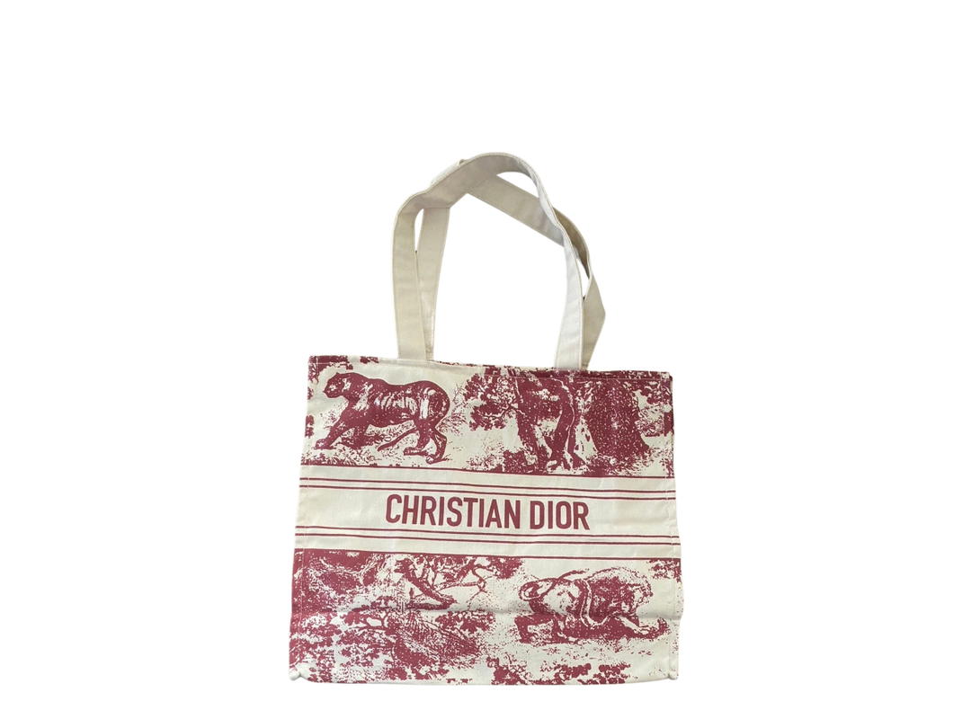 Dior Dior Tote Bag In Beige And Red Dior Riviera Embroidery (Limited Edition For Present)