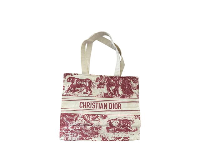 Dior Dior Tote Bag In Beige And Red Dior Riviera Embroidery (Limited Edition For Present) - view 1