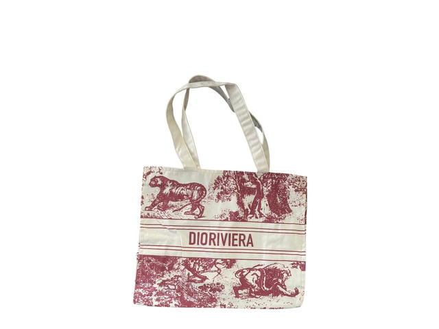 Dior Dior Tote Bag In Beige And Red Dior Riviera Embroidery (Limited Edition For Present) - view 2