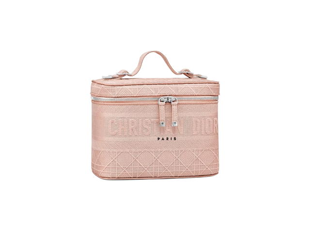 Dior Dior Travel Vanity Case In Bois De Rose Cannage Motif Canvas With Silver-Tone Hardwware - view 2