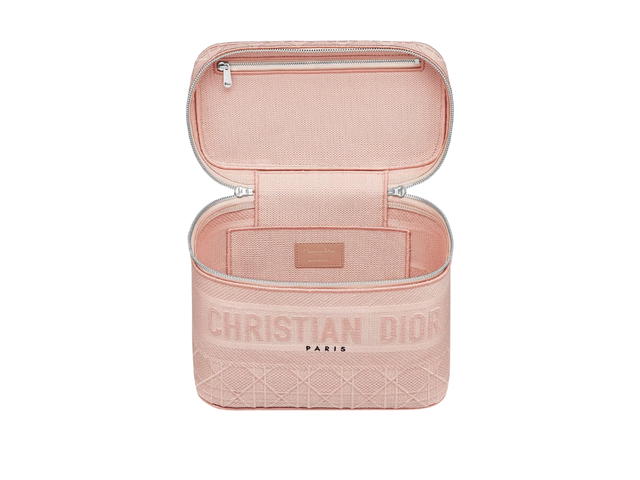 Dior Dior Travel Vanity Case In Bois De Rose Cannage Motif Canvas With Silver-Tone Hardwware - view 3