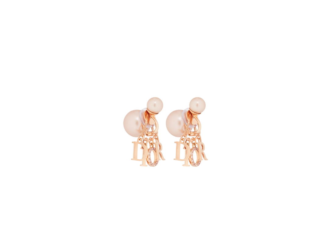 Dior Dior Tribales Clip Earrings In D.I.O.R. Signature Pink-Finish Metal With Pink Resin Pearls And Pink Crystals