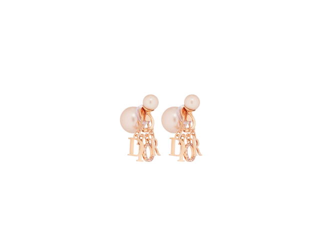 Dior Dior Tribales Clip Earrings In D.I.O.R. Signature Pink-Finish Metal With Pink Resin Pearls And Pink Crystals - view 1
