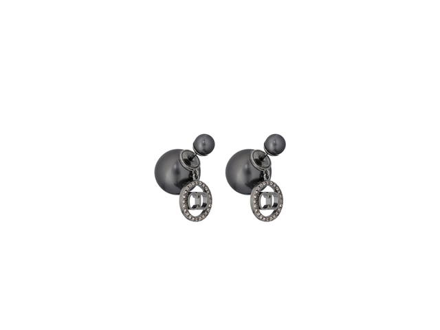 Dior Dior Tribales Earrings In Black-Finish Metal With Black Resin Pearls And Black-Tone Crystals - view 1