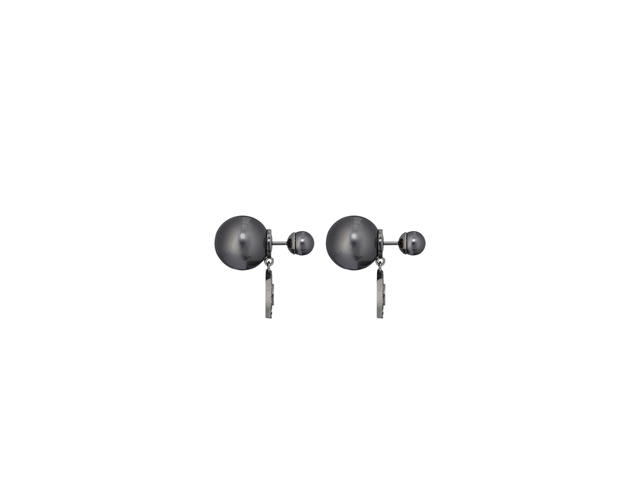 Dior Dior Tribales Earrings In Black-Finish Metal With Black Resin Pearls And Black-Tone Crystals - view 2