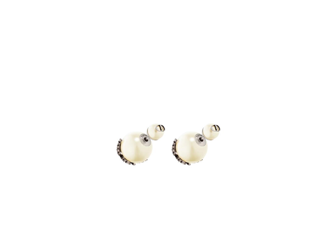 Dior Dior Tribales Earrings In Butterfly Detailing Antique Silver-Finish Metal With White Resin Pearls And Silver-Tone Crystals