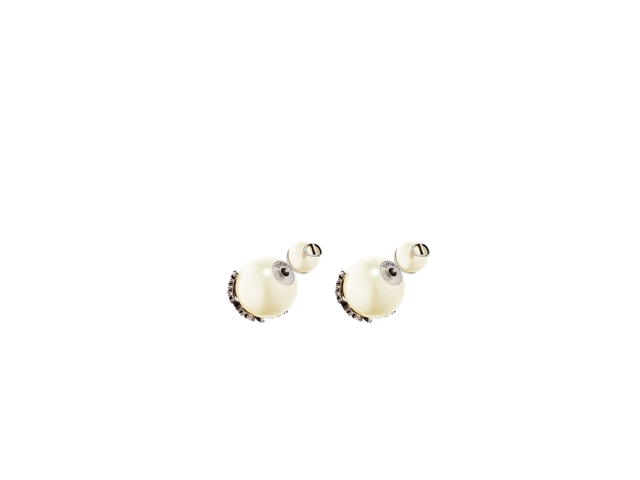 Dior Dior Tribales Earrings In Butterfly Detailing Antique Silver-Finish Metal With White Resin Pearls And Silver-Tone Crystals - view 1
