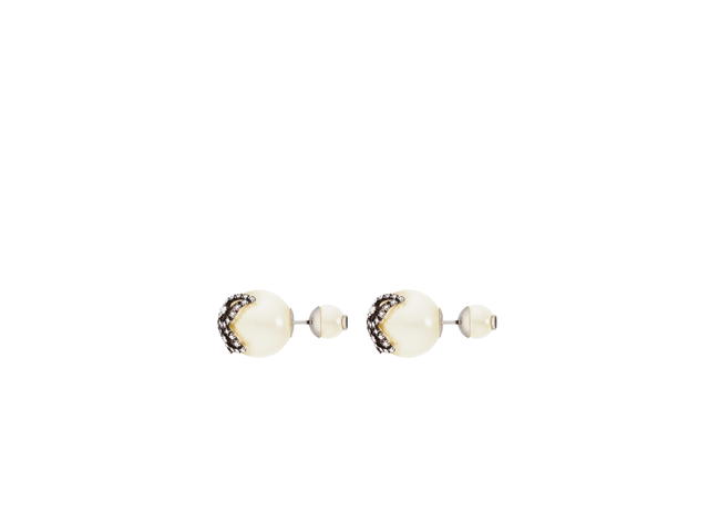 Dior Dior Tribales Earrings In Butterfly Detailing Antique Silver-Finish Metal With White Resin Pearls And Silver-Tone Crystals - view 2