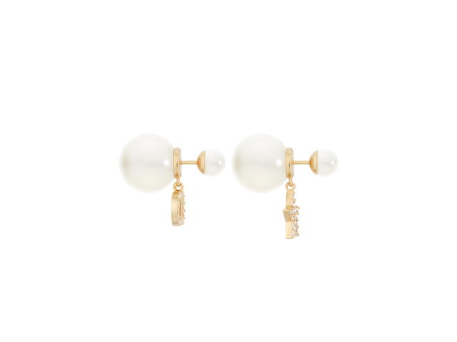 Dior Dior Tribales Earrings In CD And Star Charm Gold-Finish Metal With White Resin Pearls And Silver-Tone Crystals - view 2