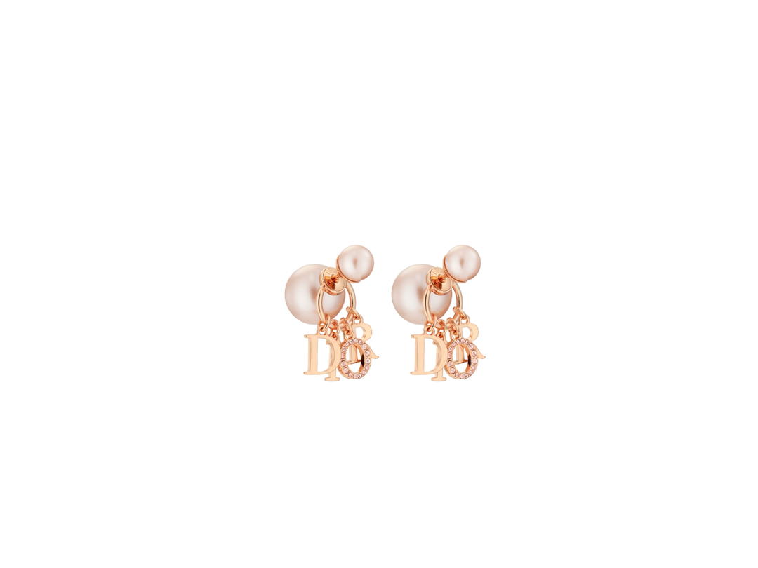 Dior Dior Tribales Earrings In D.I.O.R. Signature Pink-Finish Metal With Pink Resin Pearls And White Crystals