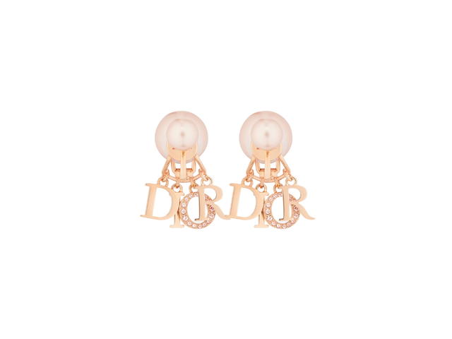 Dior Dior Tribales Earrings In D.I.O.R. Signature Pink-Finish Metal With Pink Resin Pearls And White Crystals - view 2