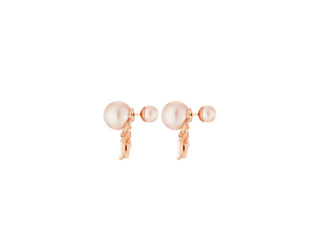 Dior Dior Tribales Earrings In D.I.O.R. Signature Pink-Finish Metal With Pink Resin Pearls And White Crystals - view 3