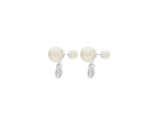Dior Dior Tribales Earrings In D.I.O.R. Signature Silver-Finish Metal With White Resin Pearls And White Crystals - view 2