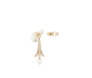 Buy Dior Tribales Earrings In Eiffel Tower Charm Gold-Finish Metal And White Resin Pearls at Sasom – Authentic and Ready to Ship