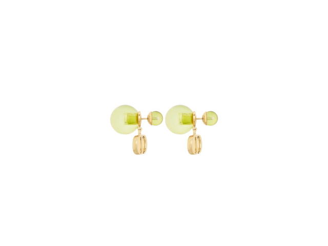 Dior Dior Tribales Earrings In Gold-Finish Metal And Light Green Transparent Resin Pearls - view 2