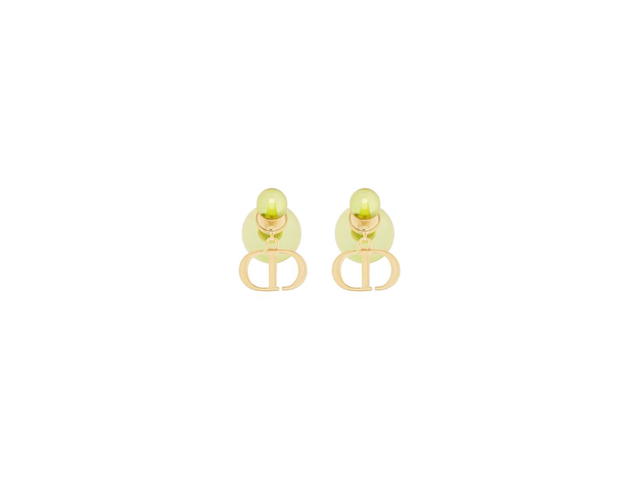 Dior Dior Tribales Earrings In Gold-Finish Metal And Light Green Transparent Resin Pearls - view 3
