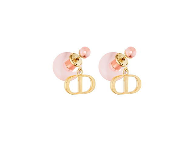 Dior Dior Tribales Earrings In Gold-Finish Metal And Light Pink Transparent Resin Pearls - view 1