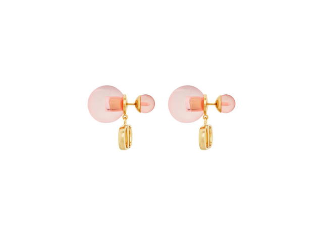 Dior Dior Tribales Earrings In Gold-Finish Metal And Light Pink Transparent Resin Pearls - view 2