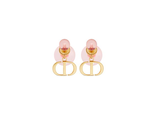 Dior Dior Tribales Earrings In Gold-Finish Metal And Light Pink Transparent Resin Pearls - view 3