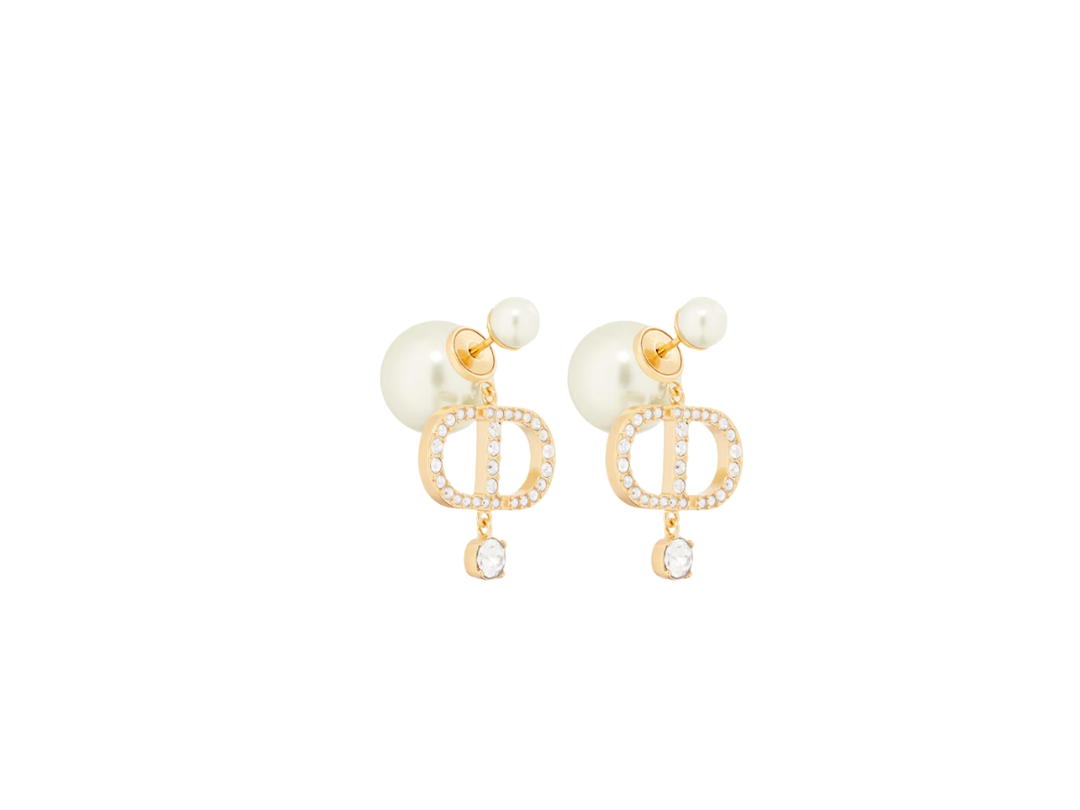 Dior Dior Tribales Earrings In Gold-Finish Metal And Silver Tone Crystals