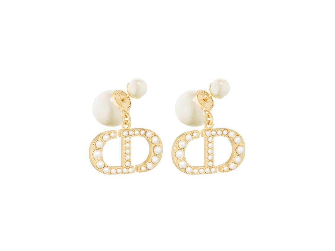 Dior Dior Tribales Earrings In Gold-Finish Metal And White Resin Pearls