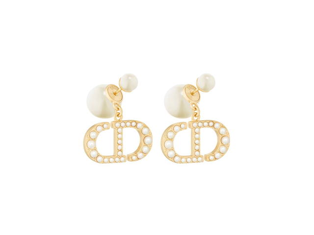 Dior Dior Tribales Earrings In Gold-Finish Metal And White Resin Pearls - view 1