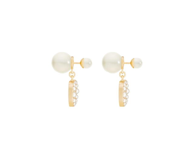 Dior Dior Tribales Earrings In Gold-Finish Metal And White Resin Pearls - view 2