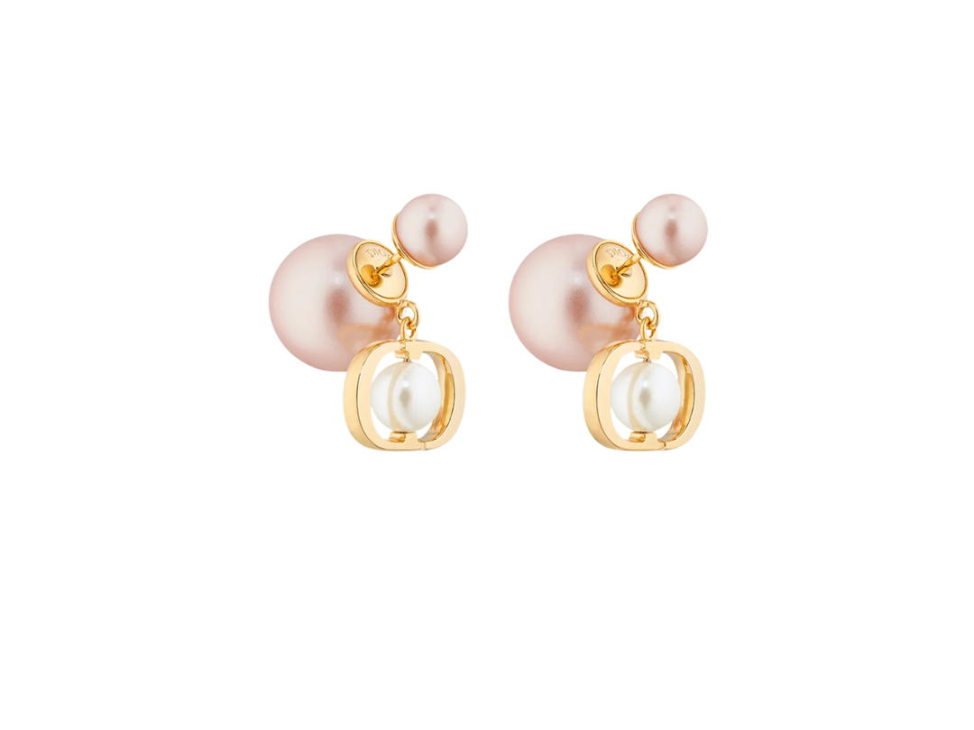 Dior Dior Tribales Earrings In Gold-Finish Metal with Pale Pink and White Resin Pearls