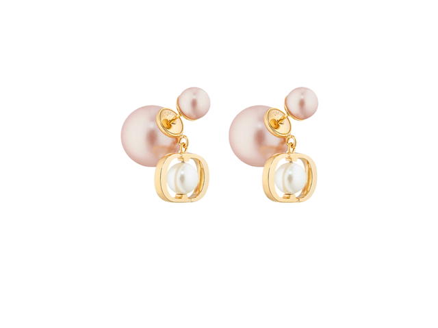 Dior Dior Tribales Earrings In Gold-Finish Metal with Pale Pink and White Resin Pearls - view 1