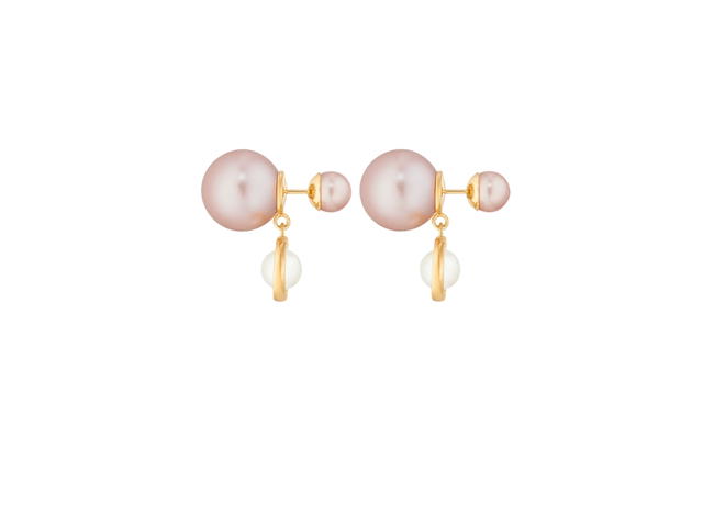 Dior Dior Tribales Earrings In Gold-Finish Metal with Pale Pink and White Resin Pearls - view 2