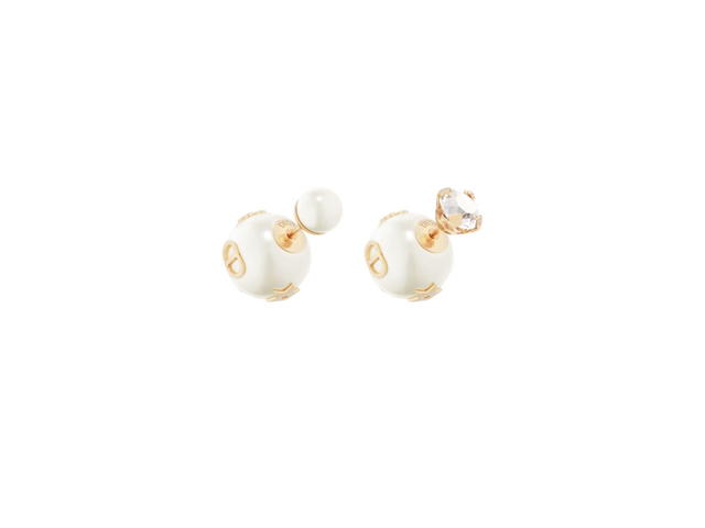 Dior Dior Tribales Earrings In Gold-Finish Metal With White Resin Pearls And A Silver-Tone Crystal - view 1
