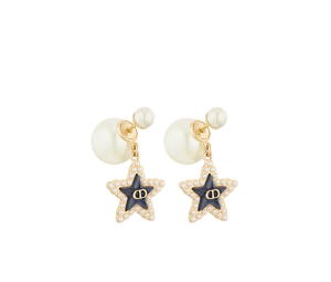 Buy Dior Tribales Earrings In Gold-Finish Metal with White Resin Pearls and Deep Ocean Blue Glass at Sasom – Authentic and Ready to Ship