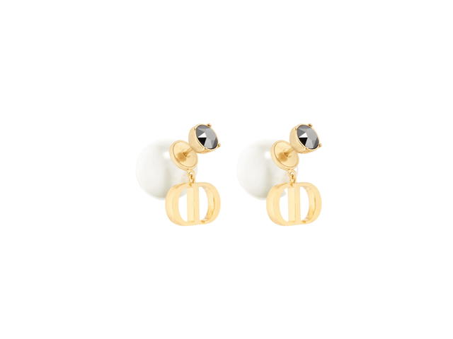 Dior Dior Tribales Earrings In Gold-Finish Metal With White Resin Pearls And Hematite-Colored Crystals - view 1