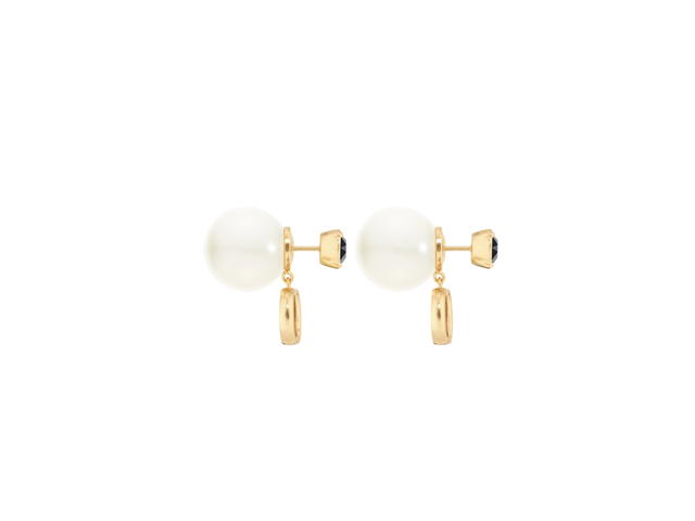 Dior Dior Tribales Earrings In Gold-Finish Metal With White Resin Pearls And Hematite-Colored Crystals - view 3