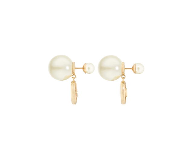 Dior Dior Tribales Earrings In Gold-Finish Metal with White Resin Pearls and Hydrangea Pink Transparent Resin - view 2
