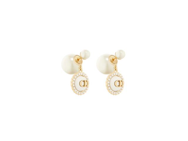 Dior Dior Tribales Earrings In Gold-Finish Metal With White Resin Pearls And Latte Glass - view 1