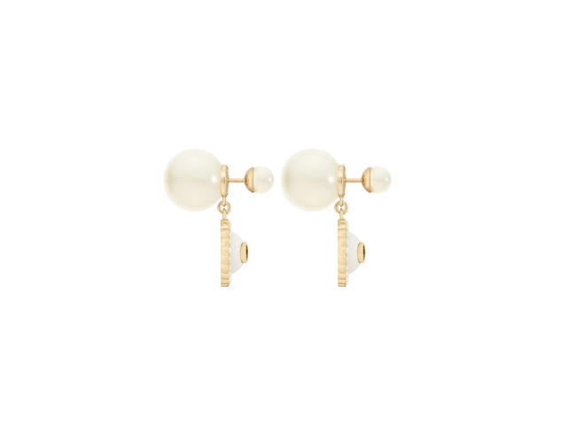 Dior Dior Tribales Earrings In Gold-Finish Metal With White Resin Pearls And Latte Glass - view 2