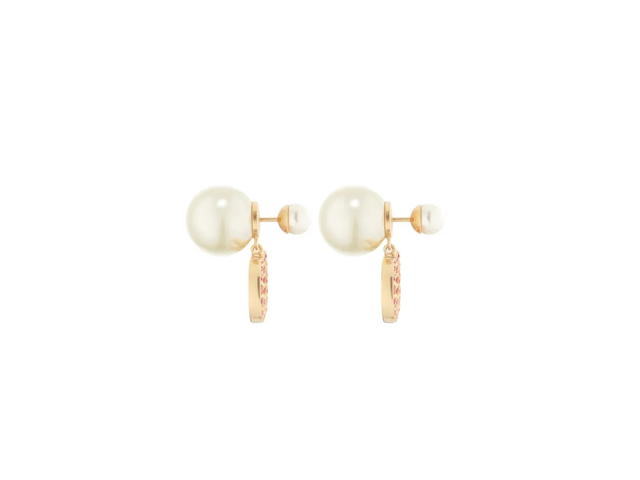 Dior Dior Tribales Earrings In Gold-Finish Metal With White Resin Pearls And Pink Crystals - view 2