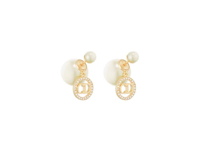 Dior Dior Tribales Earrings In Gold-Finish Metal With White Resin Pearls And Silver-Tone Crystals - view 1