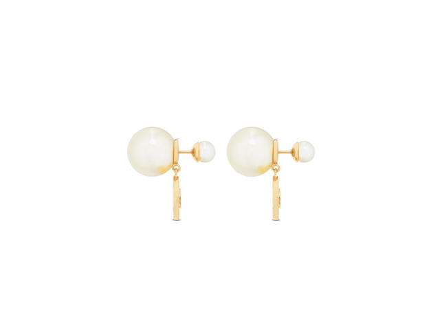 Dior Dior Tribales Earrings In Gold-Finish Metal With White Resin Pearls And Silver-Tone Crystals - view 2