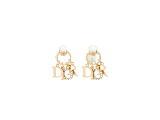 Dior Dior Tribales Earrings In Gold-Finish Metal With White Resin Pearls And White Crystals - view 1