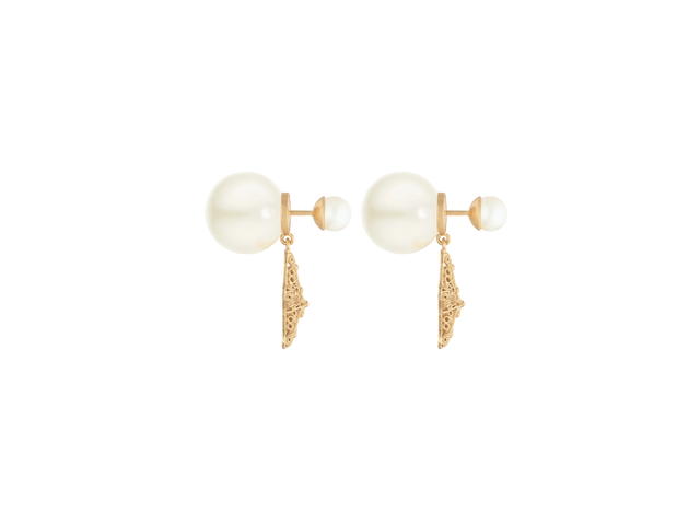 Dior Dior Tribales Earrings In Gold Plated Metal And White Resin Pearl - view 2
