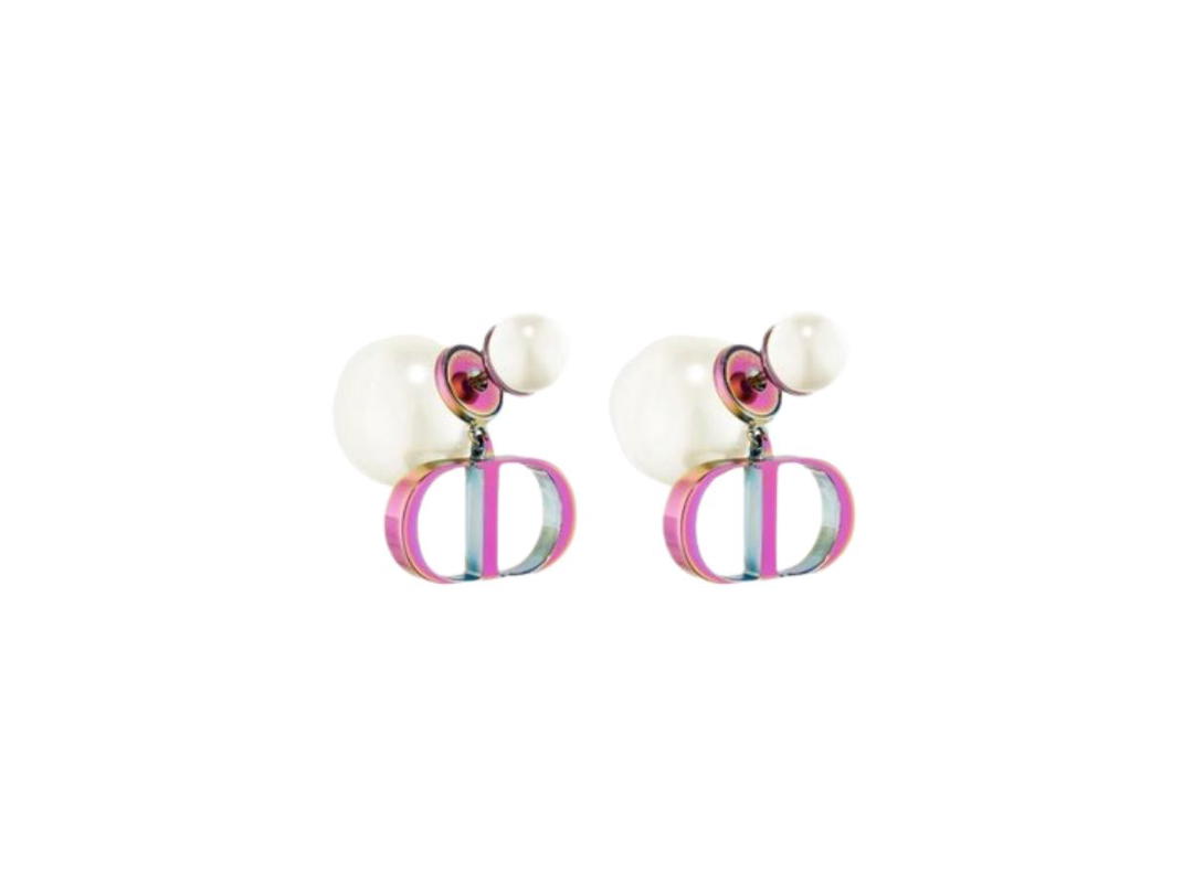 Dior Dior Tribales Earrings In Iridescent-Finish Metal With Resin Pearls