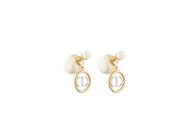 Dior Dior Tribales Earrings In Loop Gold-Finish Silver-Finish Metal With White Resin Pearls - view 1