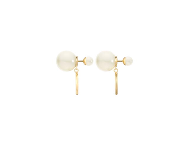 Dior Dior Tribales Earrings In Loop Gold-Finish Silver-Finish Metal With White Resin Pearls - view 2