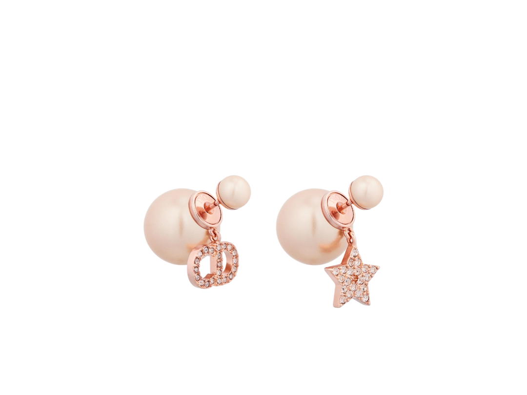 Dior Dior Tribales Earrings In Pink-Finish Metal With Pink Resin Pearls And Pink Crystals