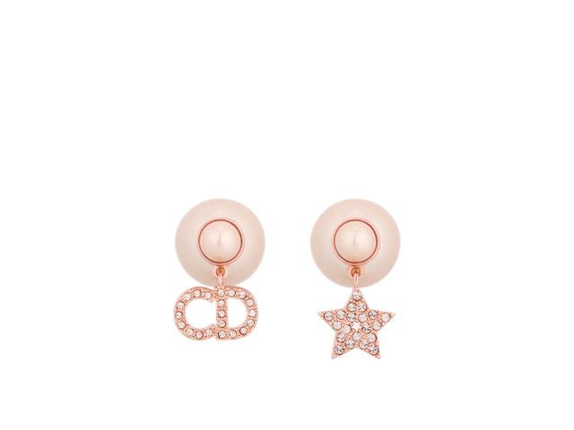 Dior Dior Tribales Earrings In Pink-Finish Metal With Pink Resin Pearls And Pink Crystals - view 2