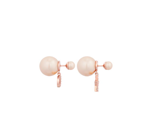Dior Dior Tribales Earrings In Pink-Finish Metal With Pink Resin Pearls And Pink Crystals - view 3