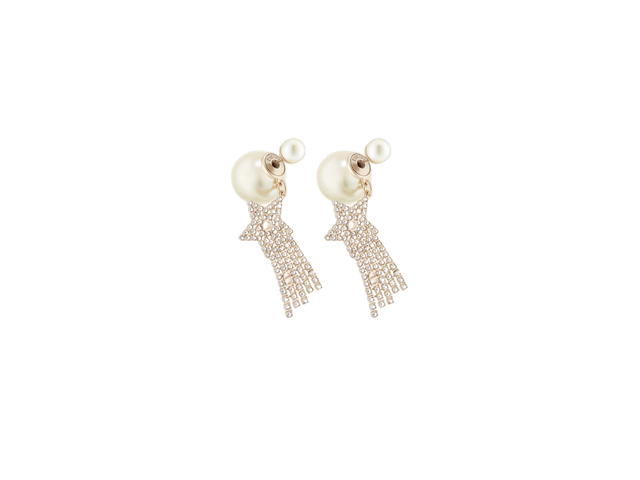 Dior Dior Tribales Earrings In Shooting Star Charm Matte Gold-Finish Metal with White Resin Pearls and Silver-Tone Crystals - view 1
