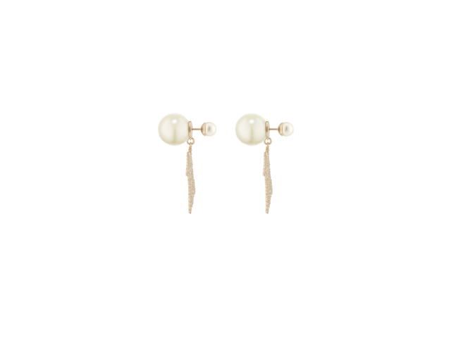 Dior Dior Tribales Earrings In Shooting Star Charm Matte Gold-Finish Metal with White Resin Pearls and Silver-Tone Crystals - view 2